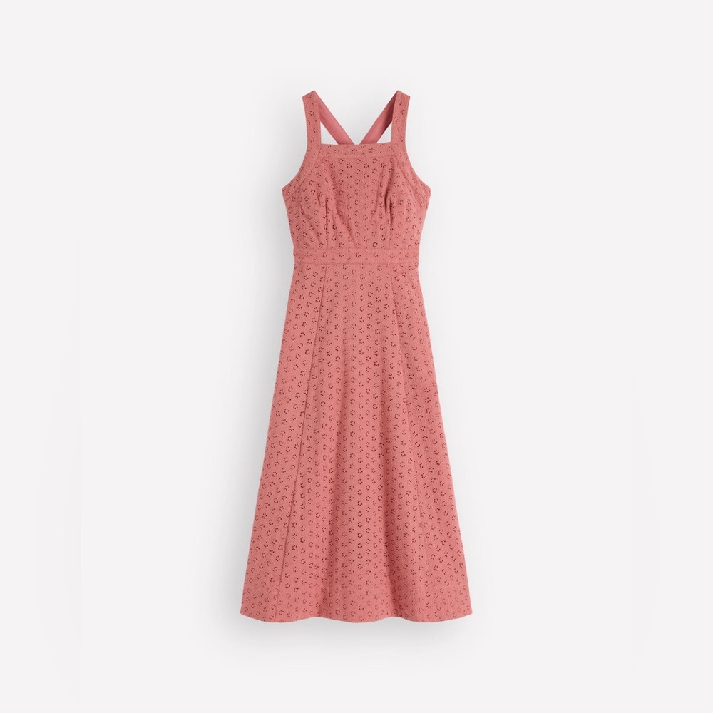 NWT Boden Cross Back Broderie Midi Dress in Vintage Rose Broderie - Picture 6 of 12